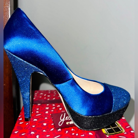 ESSENCE MENBUR STILETTO PLATFORM SHIMMERY BLUE SIZE 6 - Picture 2 of 6